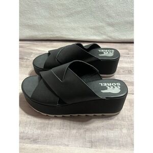 Sorel Cameron Flatform Mule sandals Size 6 Black